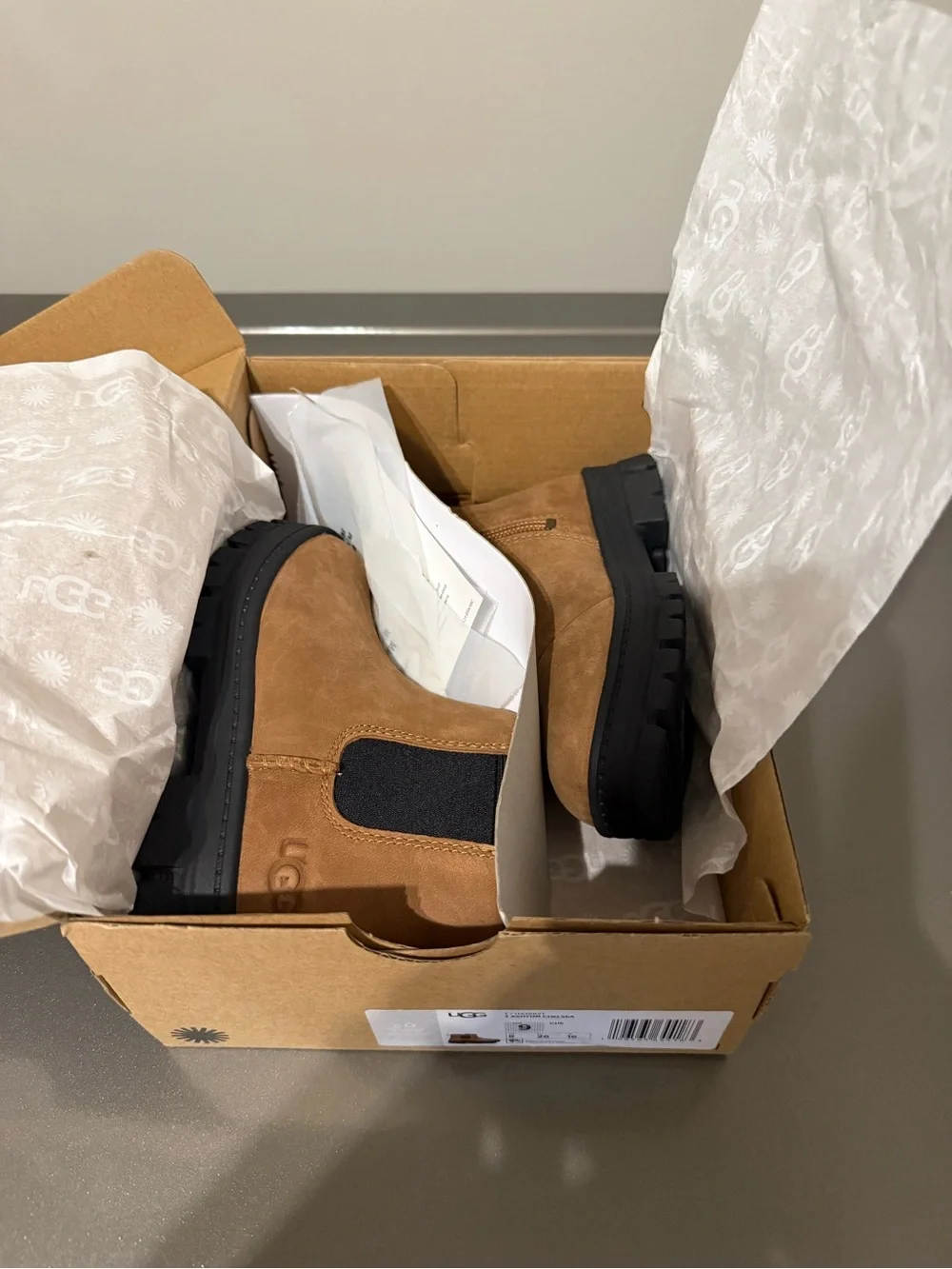 UGG Kids Brown Chelsea Boot with Black Elastic Panel